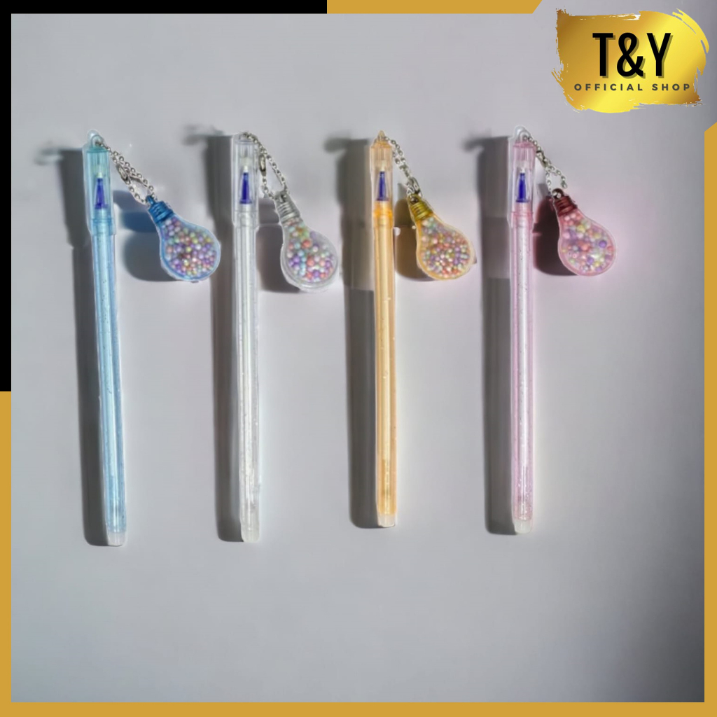 

T&Y Pena Karakter Gantungan Bohlam Lampu Unik Blue Ink Gel Bisa di Hapus bolpen warna pastel glitter cute Bola Salju Warna Warni Alat Tulis Sekolah Kantor Souvenir