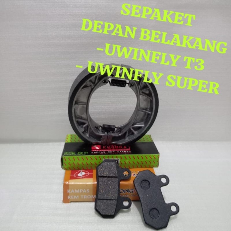 SEPAKET KAMPAS REM DEPAN BELAKANG MOTOR LISTRIK UWINFLY T3/ UWINFLY SUPER