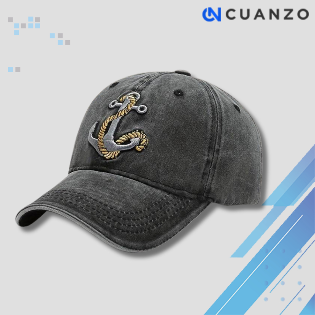 Topi Baseball Pria Wanita Cap Bordir 3D Anchor Washed Style kasual / Topi Casual Distro Unisex Premi