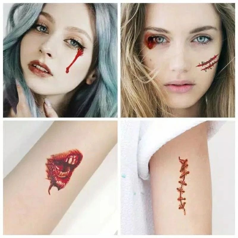 Stiker tatto luka temporer/tatto temporer haloween/haloween/tatto temporer halloween
