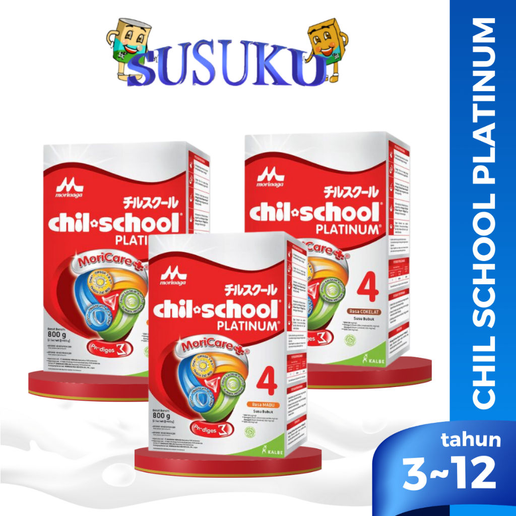 

Morinaga Chil School Platinum Susu Pertumbuhan Anakn 3-12 tahun Rasa Vanilla/Cokelat/Madu 800gr