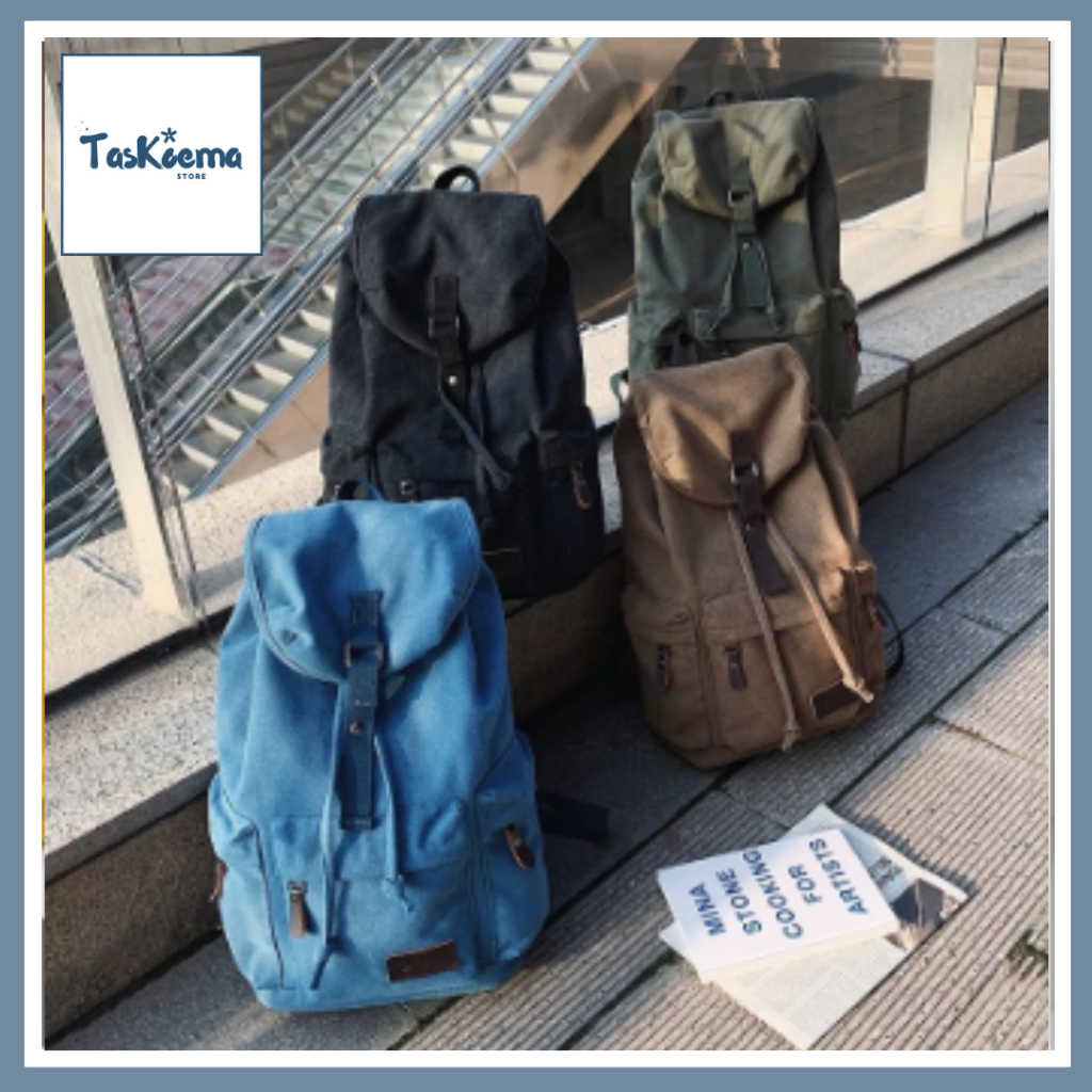 [BISA COD] RANSEL KANVAS PREMIUM RANSEL KANVAS PRIA WANITA TAS PUNGGUNG BY TASKOEMA