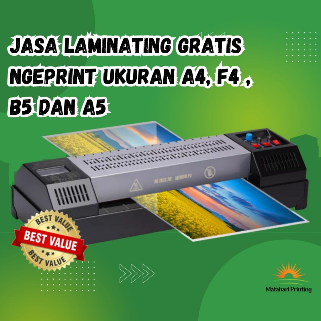 JASA LAMINATING DOKUMEN UKURAN A4 F4 A5 B5 DAN KTP GRATIS NGEPRINT