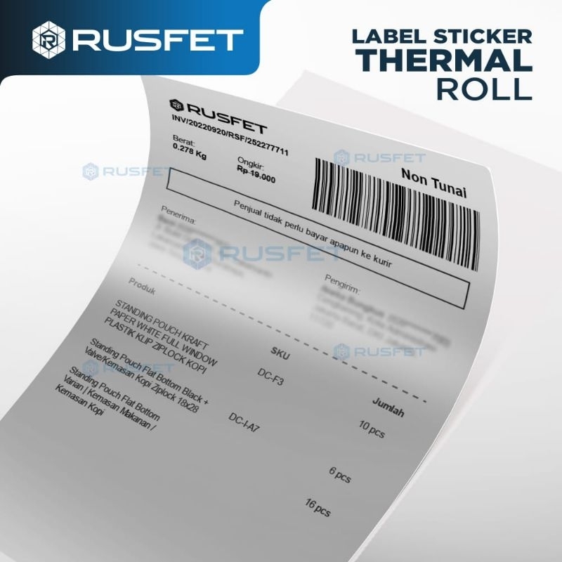 

Label Stiker Thermal Paper 100x150mm Barcode Resi 500pcs/roll