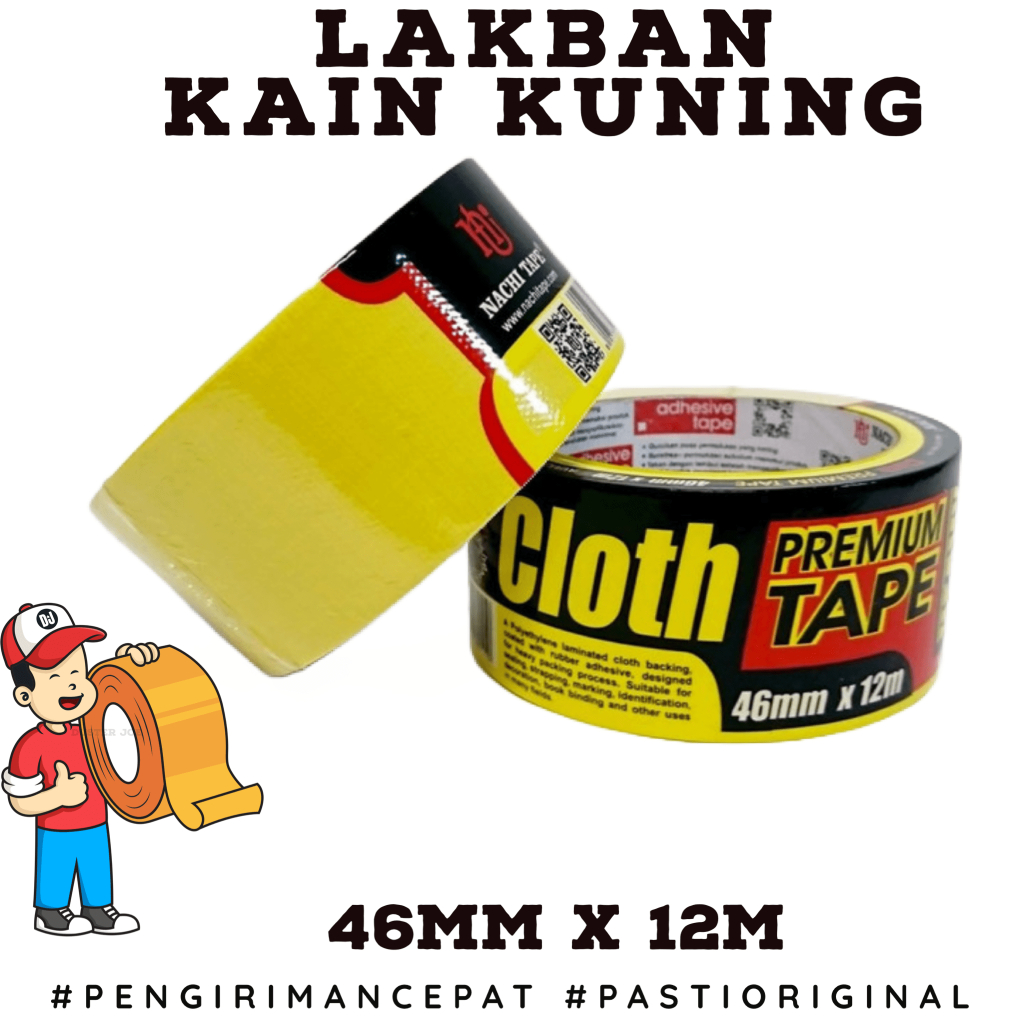 

Lakban Kain Kuning Nachi 2 inch 46mm 12M / Cloth Tape PER 1 ROL