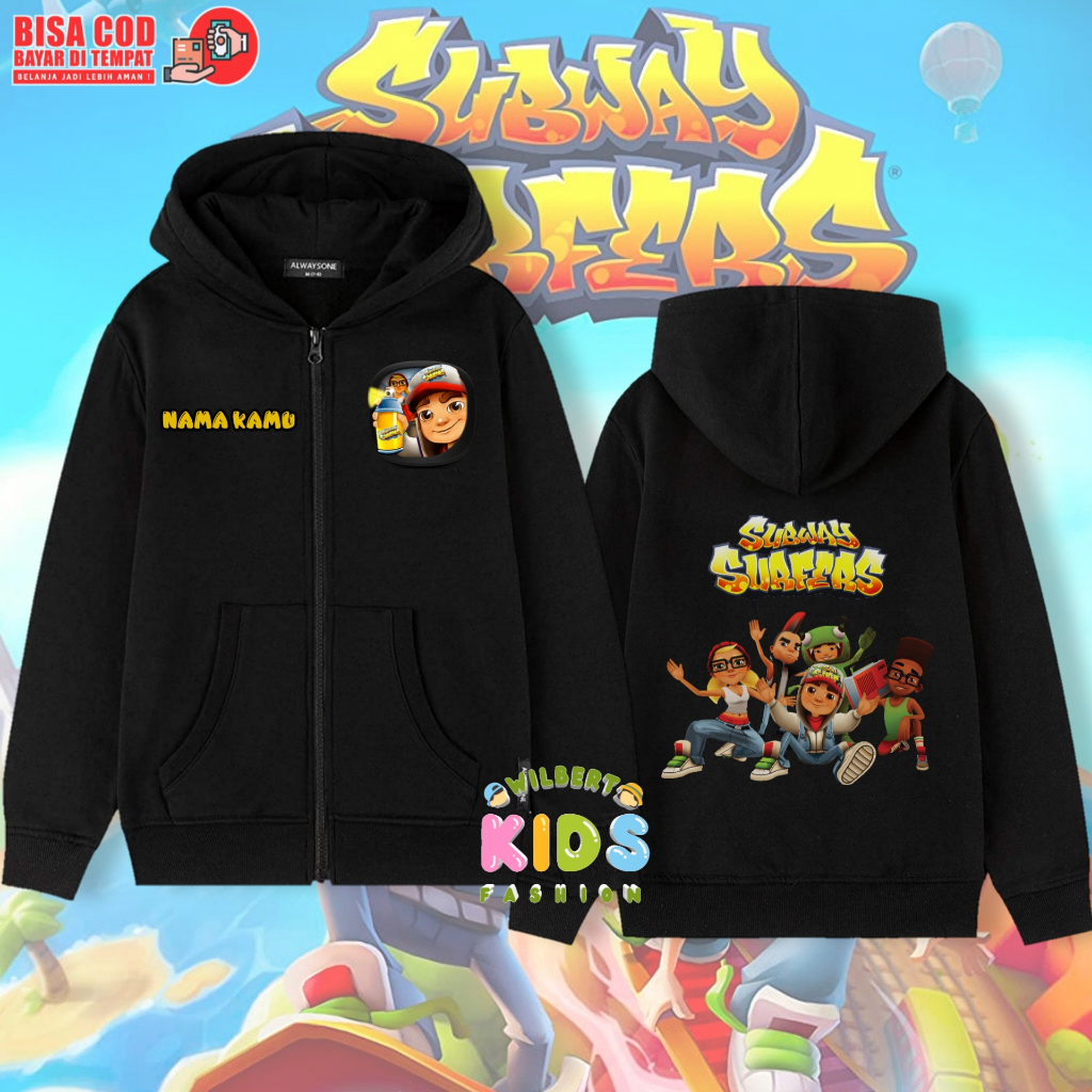 Hoodie Zipper Anak Subway Surfers / Jaket Resleting
