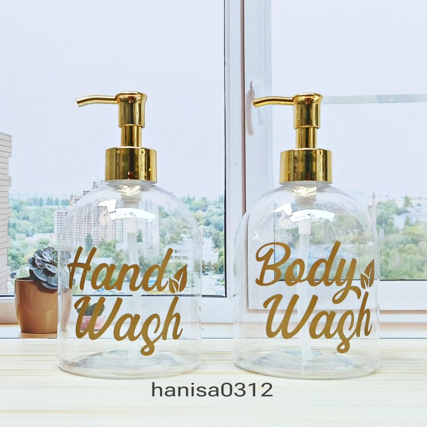 Botol Pump 500ml Bening Oval Lucu Tempat Sabun Cair Shampoo Luxury Gold / Botol Sabun Cair Aesthetic