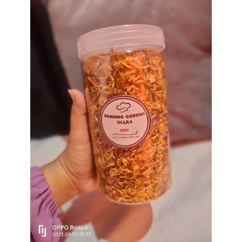 

bawang goreng INARA asli tanpa tepung , toples besar.