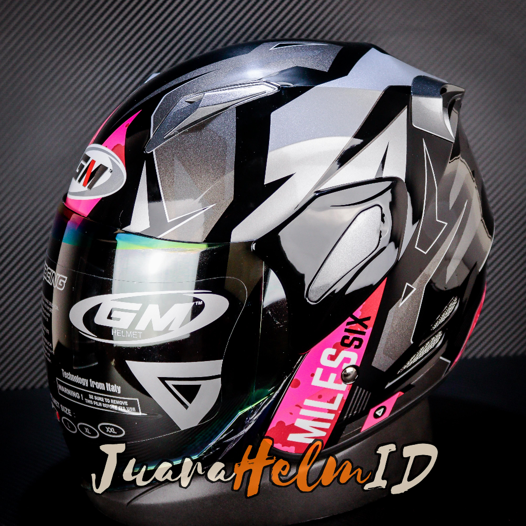 GM HELM FIGHTER SIX MILLES / BLACK PINK / SINGLE VISOR