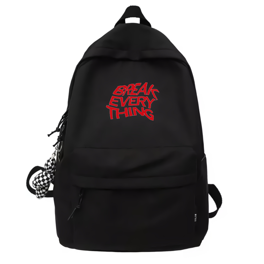 FAGETO - BREAK Tas Ransel Sekolah Break Untuk pria dan Wanita-Hitam-Merah