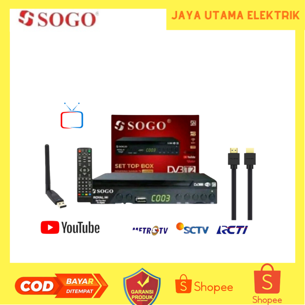 Set Topbox Tv Digital SOGO DVB T2 set box tv digital antena tv tabung / set topbox tv digital untuk 