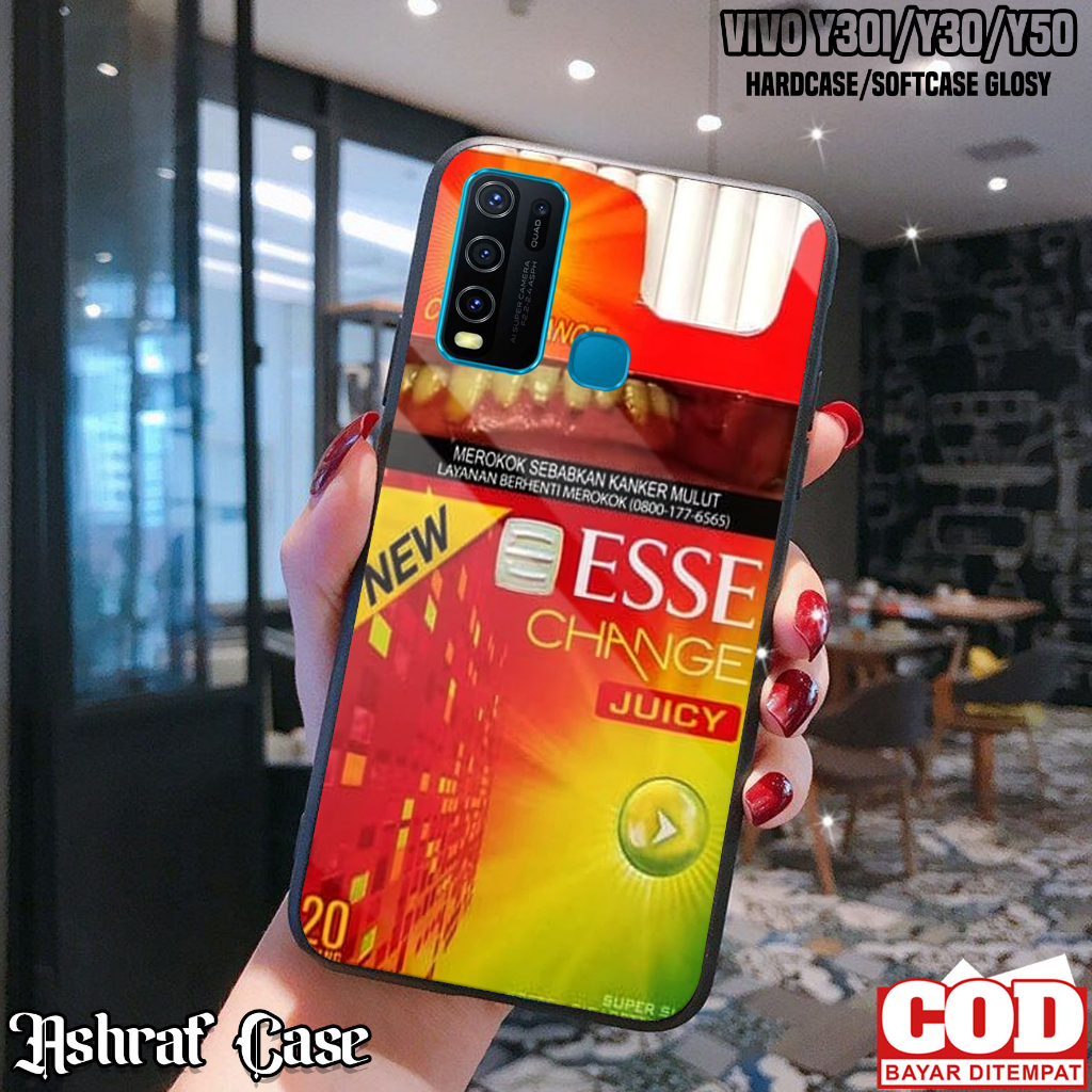Case Hp Vivo Y30i / Y30 / Y50 - Casing Hp Vivo Y30 / Y30i / Y50 ( ESS ) Softcase Glass Kaca - Kondom
