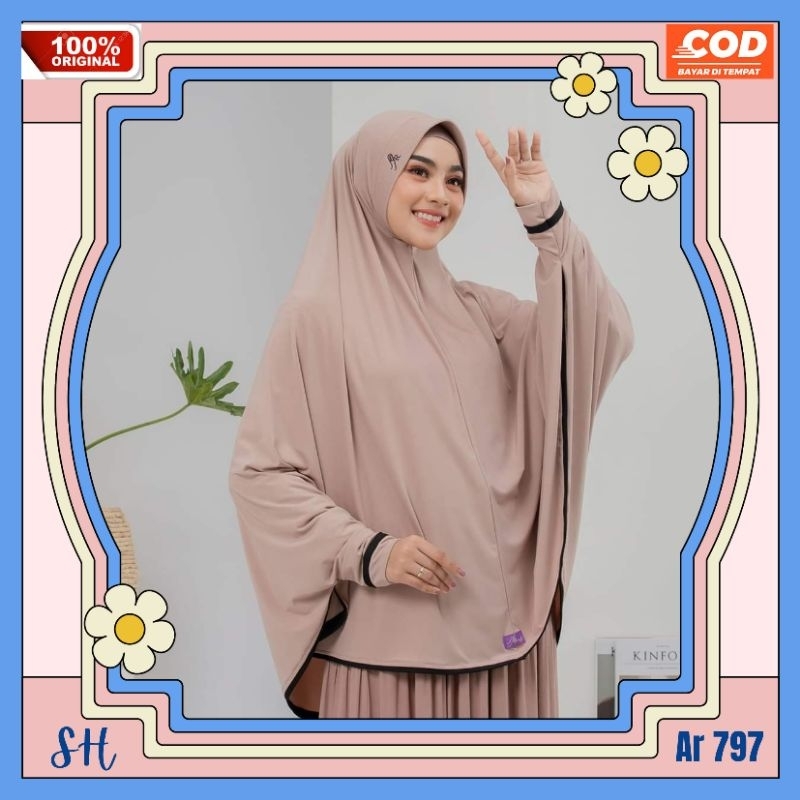 Best seller Jilbab hijab kerudung bergo wanita dewasa jersey instan jumbo syar'i lengan tangan terba