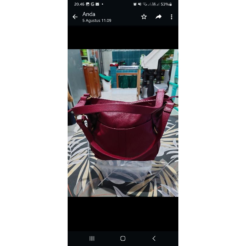 Preloved Tas Fossil Sam Shopper Raspberry