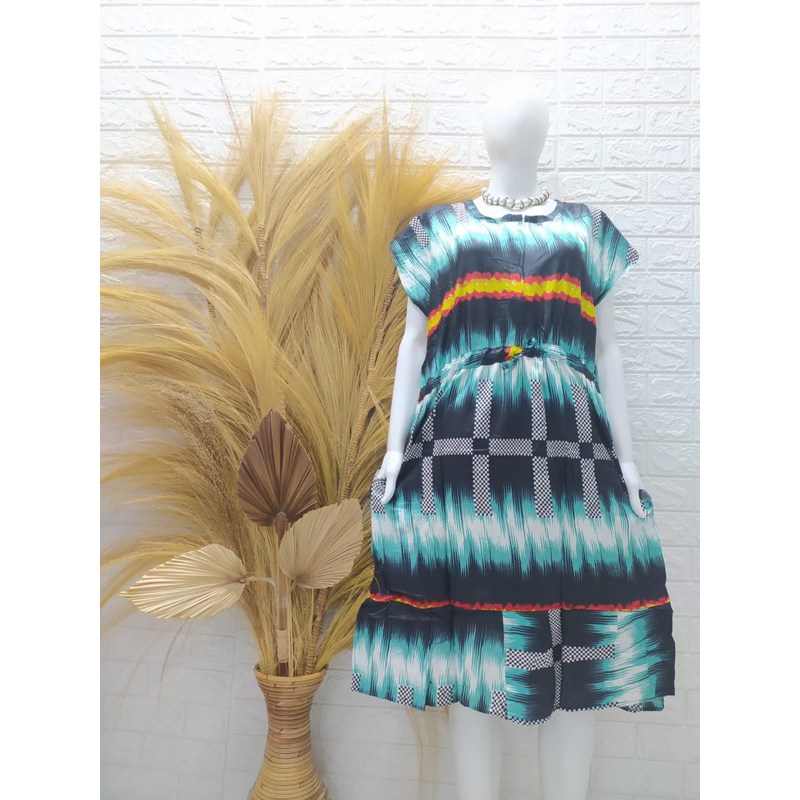 Daster Manohara Ruffle Zipper Serut Busui leaf / gradasi