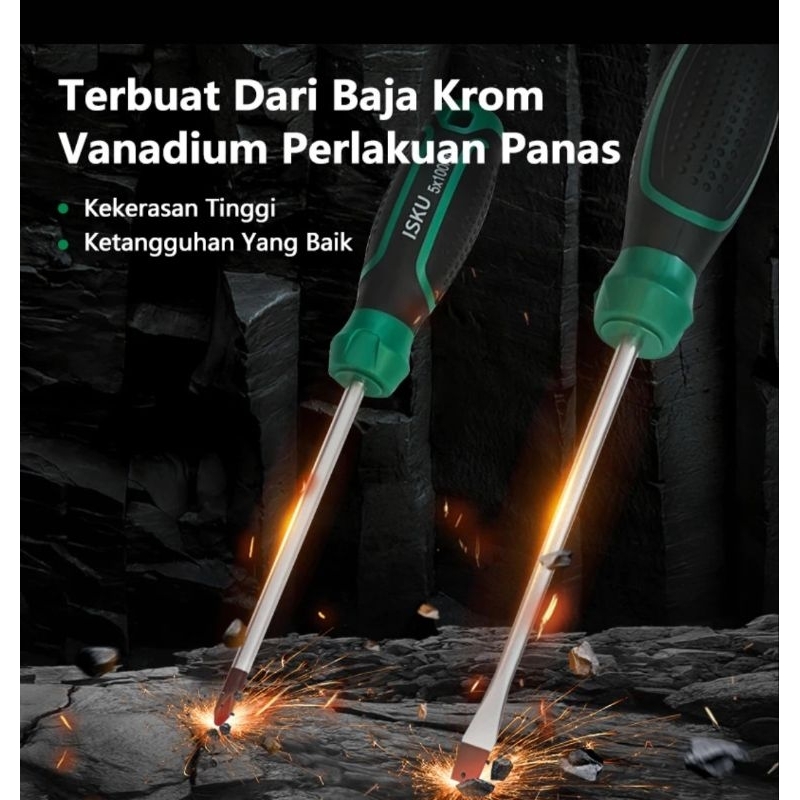 Obeng kembang 3 cm × 75 mm - ujung obeng magnet