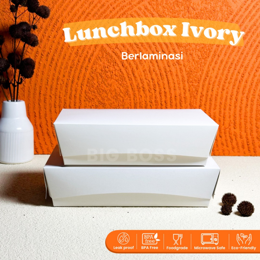 Paper Lunch Box Polos Ivory Lembaran Size M & L Full Laminasi Murah / Lunch Box Ivory Putih