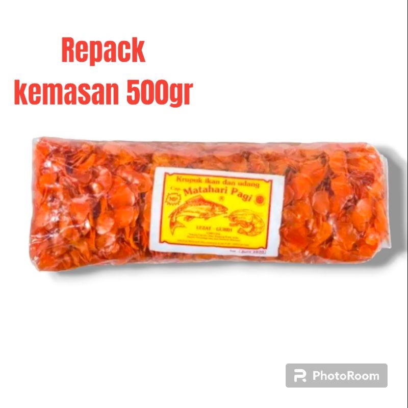 

kerupuk mentah MATAHARI PAGI rasa udang kemasan repack 500gr (1/2 kg)