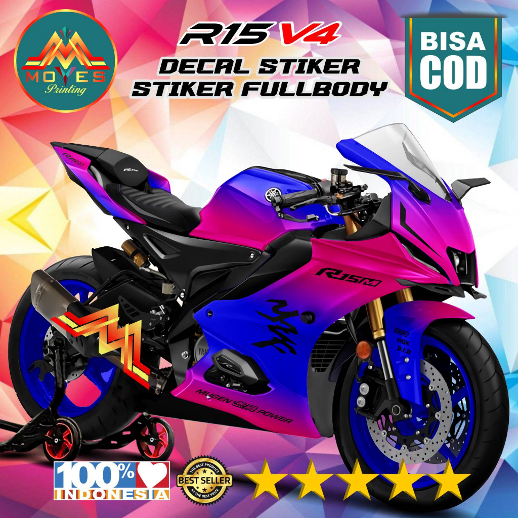 ( cod & terbaru ) stiker r15 v4 decal stiker motor r15 v4 stiker full body r15 v4 stiker motor yamah