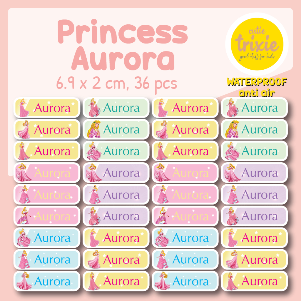 

Sticker label nama anak waterproof Aurora