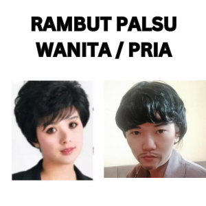 Wig rambut pendek/rambut sintetis pendek/wig hitam cewek/wig hitam cowok