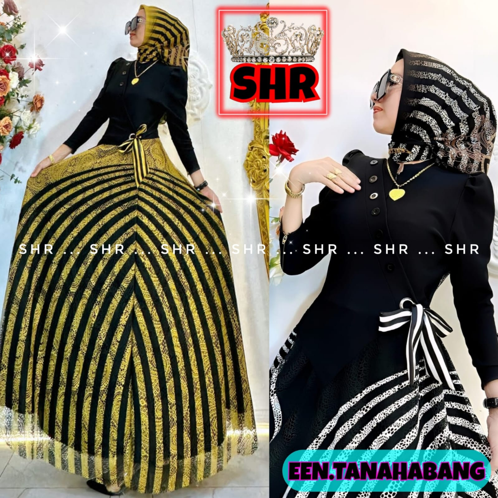 " NEW " MAXI DRESS NYAMUK BROKAT MIX KAOS RAJUT BY SHR // GAMIS SHR BEST SELLER // GAMIS KONDANGAN /