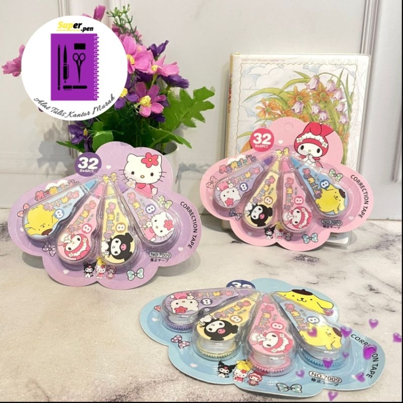 

correction tape Sanrio 1 SET (isi 4pcs) TIPE X LUCU IMUT KADO UNIK ALAT PERLENGKAPAN KANTOR DAN SEKOLAH SUPER