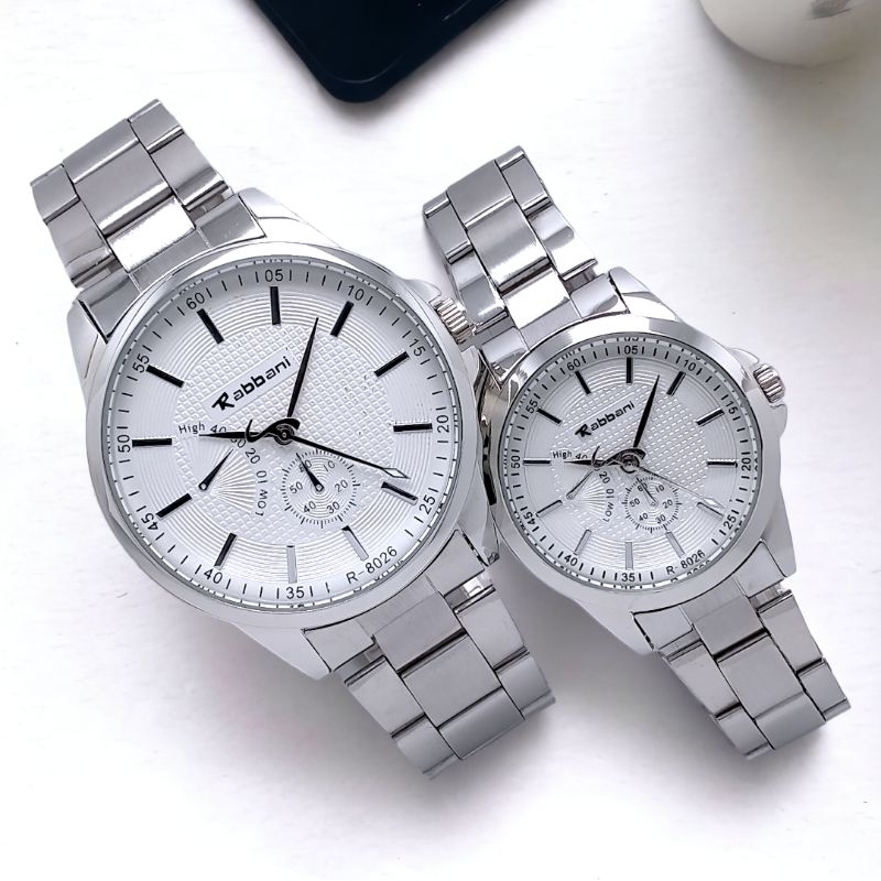 Jam Tangan Rantai Pria Wanita/Couple, Rante stainless steel, Rabbani 02.