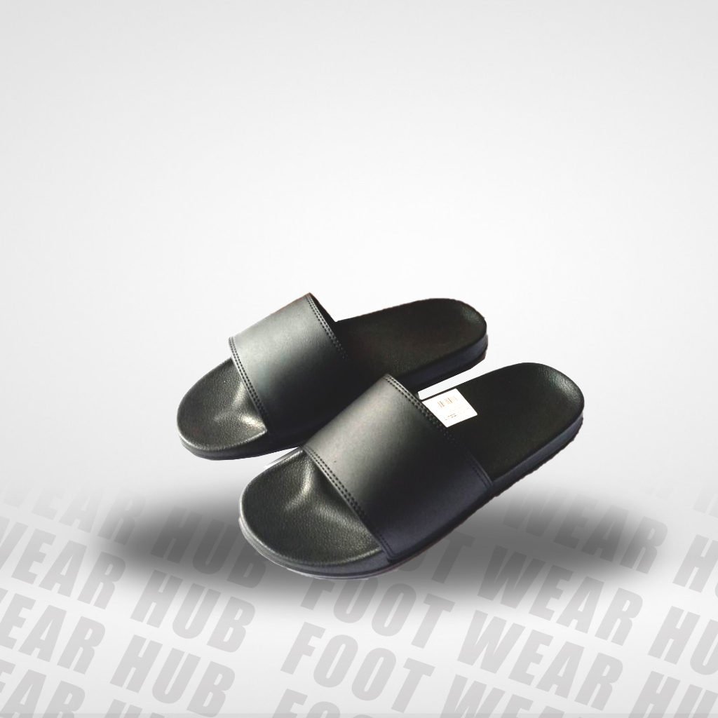 SANDAL SLIDE SANDAL SLIP ON PRIA WANITA HITAM POLOS SENDAL HITAM ORIGINAL SANDAL LOKAL