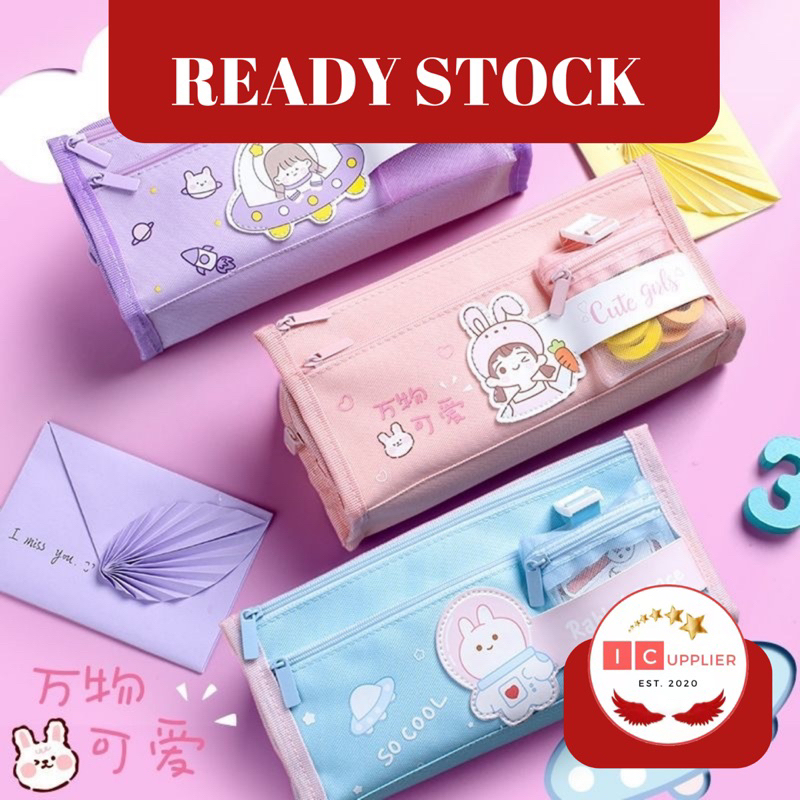 

4 Layers Large Capacity Pencil Case Kawaii Canvas Pen Bag Storage Pouch Stationery Pencil Bags Schoo