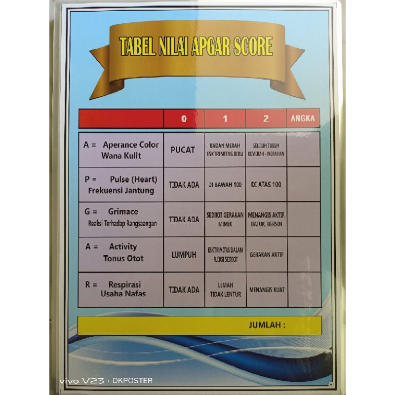 (34) POSTER KESEHATAN TABEL NILAI APGAR SCORE