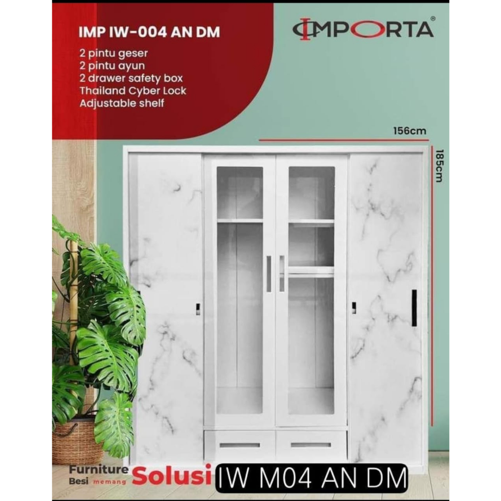Lemari Besi Pakaian 4Pintu Importa Iw-004 AN DN Promo Murah