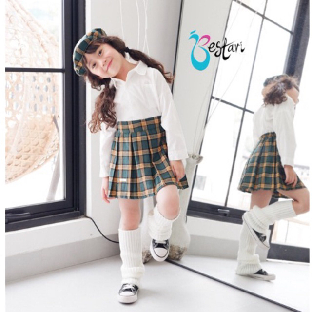 BESTARI Skirt Clay / Rok Kotak Flannel Premium Anak 1 tahun -17Tahun / Handmade