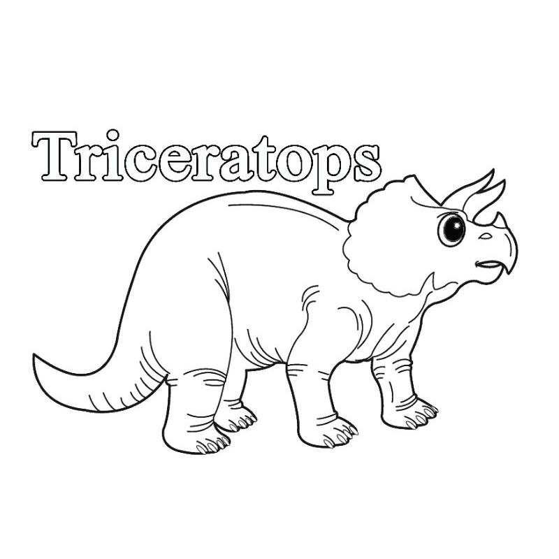 

Buku / lembar kertas mewarnai gambar dinosaurus triceratop