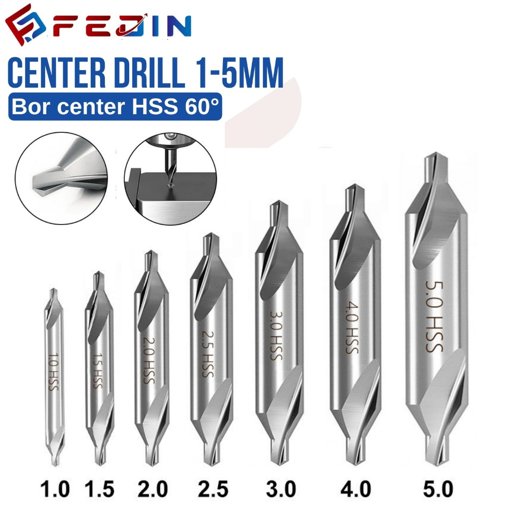 FEDIN Mata Bor Center 1mm 1.5mm 2mm 2.5mm 3mm 4mm 5mm Center Drill 60° Spot Drill