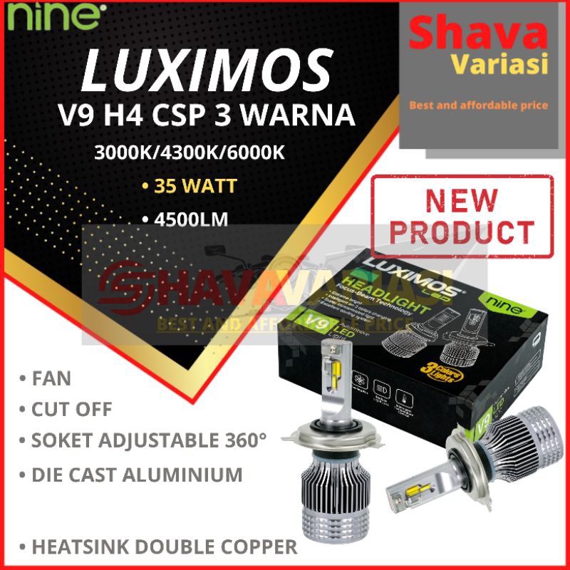 Lampu Mobil NINE LUXIMOS LED H4 CSP 3 WARNA 3000K/4300K/6000K 35 WATT