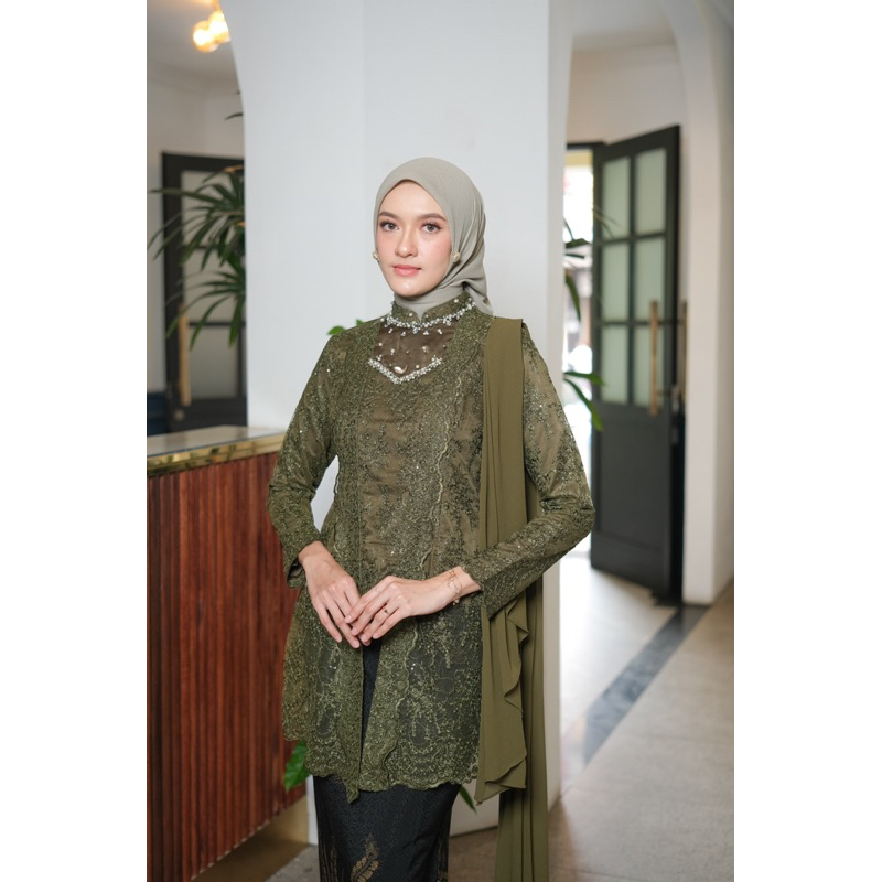 SET KEBAYA ARMY KANAYA BY AIS BUTIK//SET PAKAIAN WANITA TRADISIONAL MODERN KEKINIAN MODEL KUTU BATU 