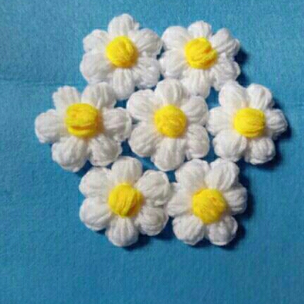 Aplikasi rajut puff /aplikasi bunga rajut