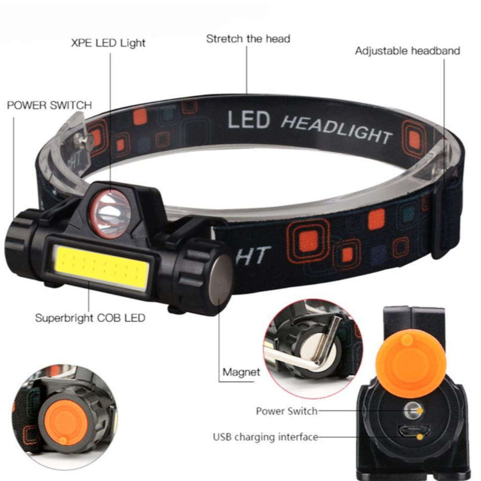 Jualan Grosir - Senter Kepala Mini Ajaib / Magic Mini Head Lamp / Mode Sorot Jauh Dekat / LED Bright