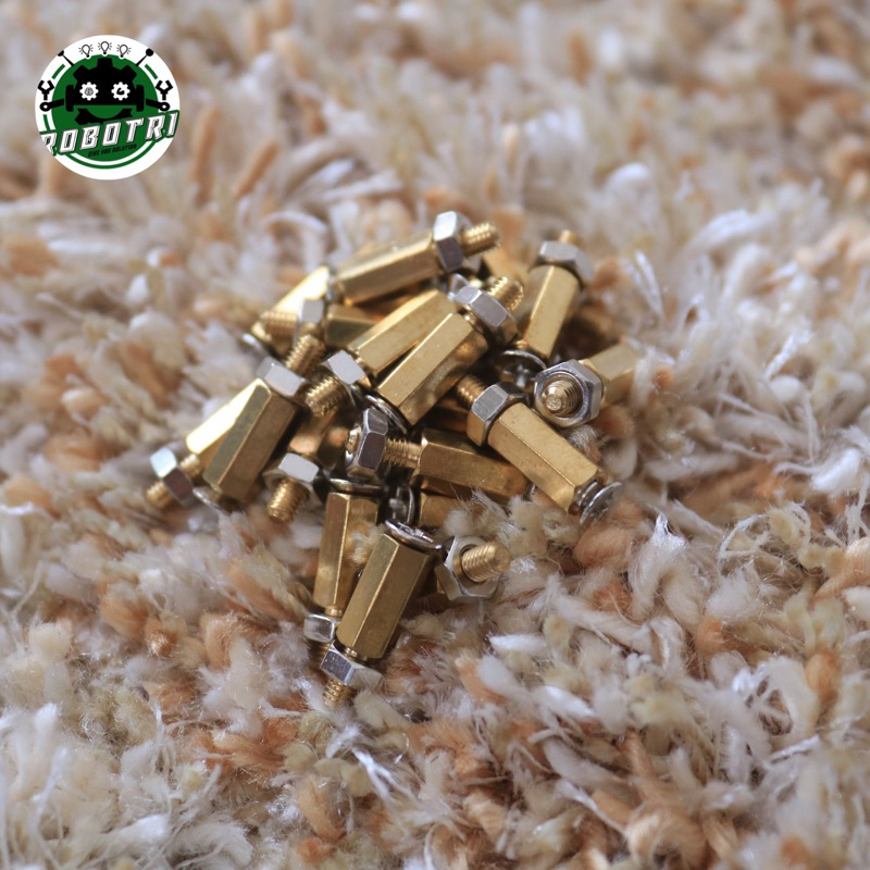 SPACER PCB METAL SPACER LOGAM SPACER COPPER 10MM X 3MM HEXAGONAL PLUS NUT