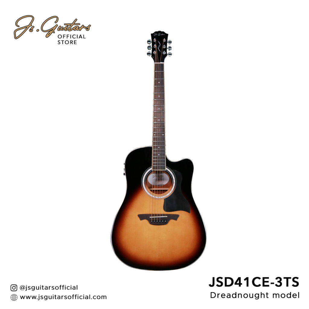 JS Guitars JSD41CE Dreadnought Acoustic Guitar - 3-Tone Sunburst