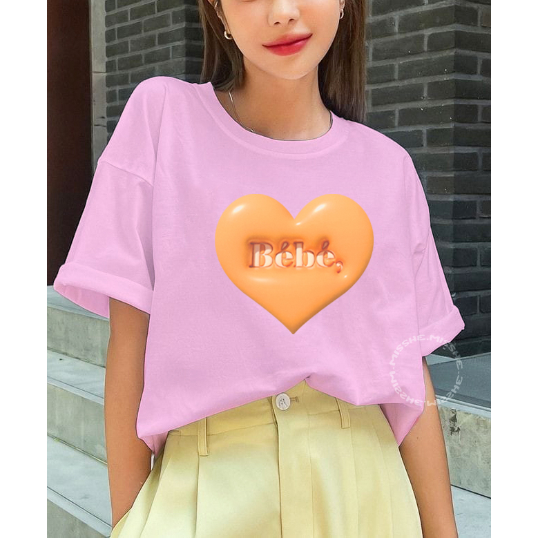 COD ID - Tshirt Motif Babe Love Oren / Kaos Katun Wanita / Baju Kaos Wanita Terbaru 2023 / Kaos Polo