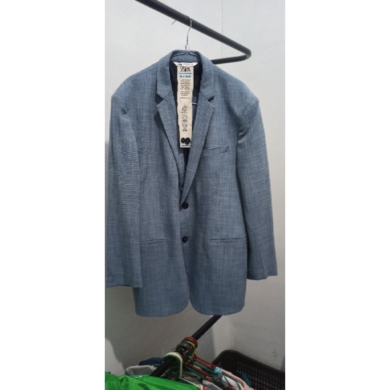 preloved blazer formal Zara men textured Stretch suit jacket coat, LD 114 ke 120, P : 74