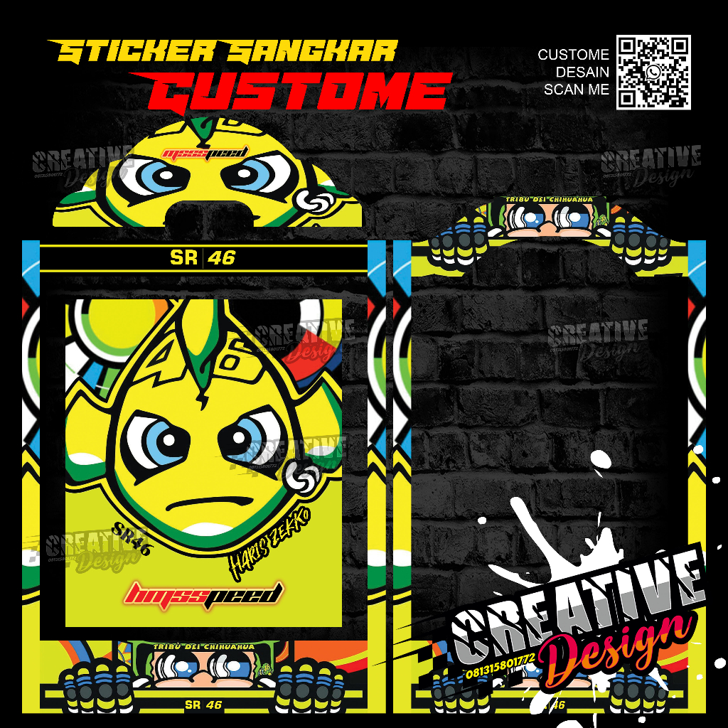 STICKER DECAL SANGKAR SR46 KOTAK KIPAS