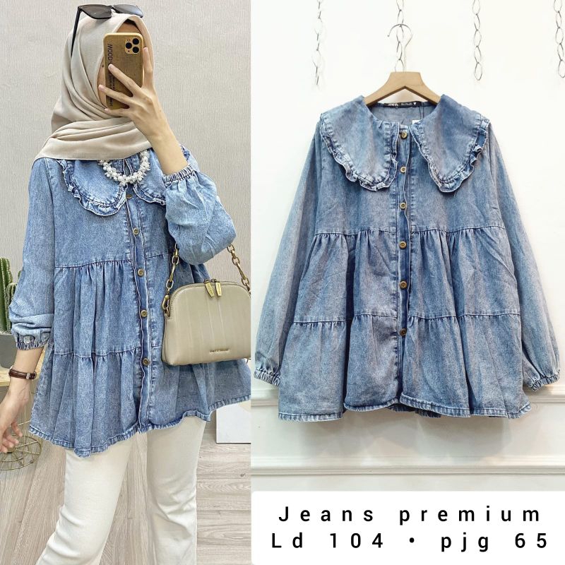 blus jeans babydool fashion wanita modern