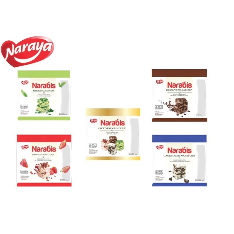 

NEW! NARAYA NARABIS NOUGAT CRISP 200G STRAWBERRY MATCHA CHOCOLATE COOKIES CREAM MIX BISKUIT HALAL IMPORT