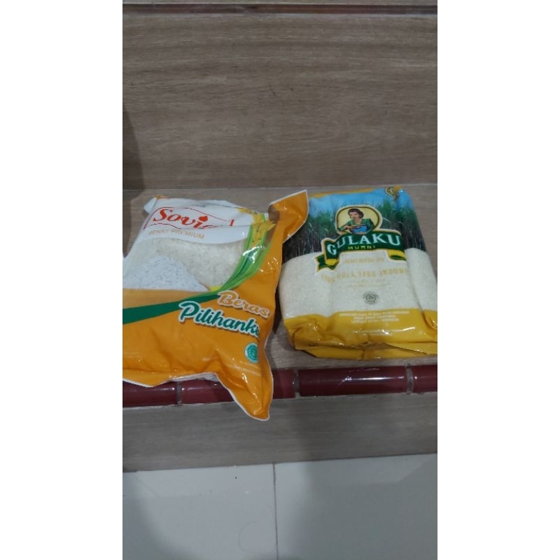 paket sembako beras+gula