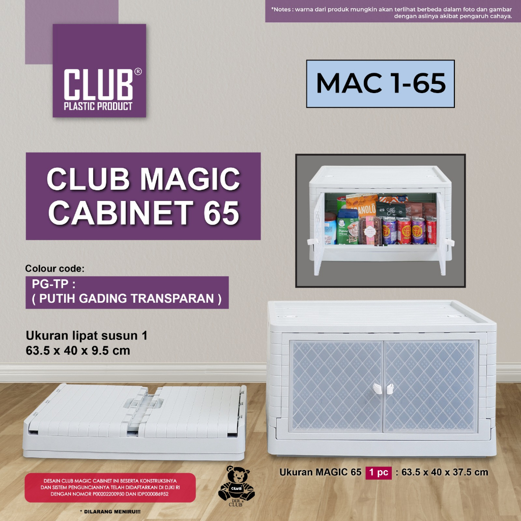 CLUB Eco Magic Cabinet 65 (1 SUSUN) - Lemari Portable Serbaguna - Lemari Pakaian Portable - Lemari P