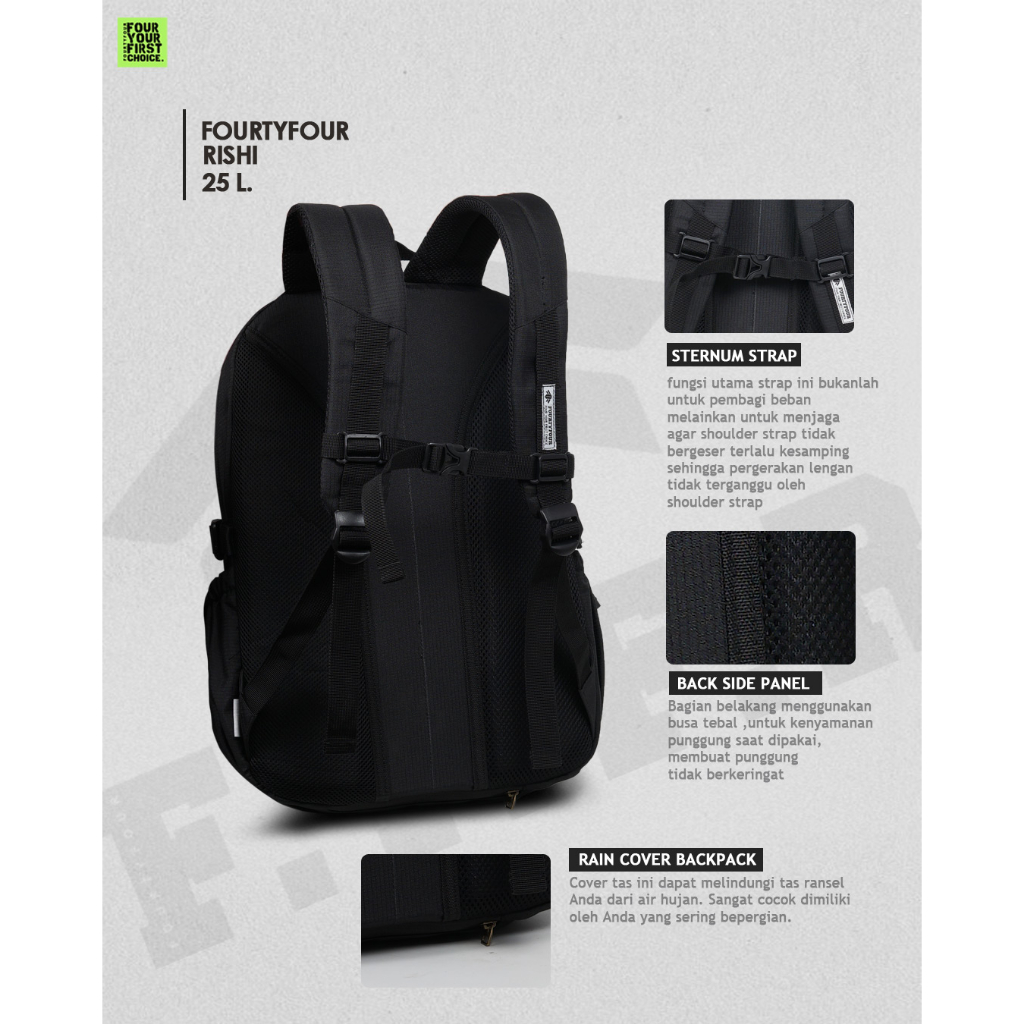 Tas Backpack Pria FOURTYFOUR RISHI - Tas Ransel Casual Pria Premium