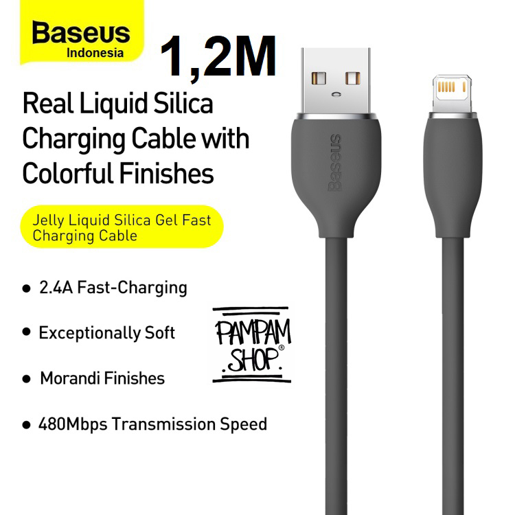 BASEUS Kabel Data Jelly Liquid Silica Gel USB to Lightning Fast Charging Iphone 5 5S 6 7 8 X XS XR M